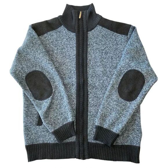 YeoKou Men’s Cardigan Blue Full Zip Cashmere Wool Blend Plaid Lined Size L - Picture 2 of 12